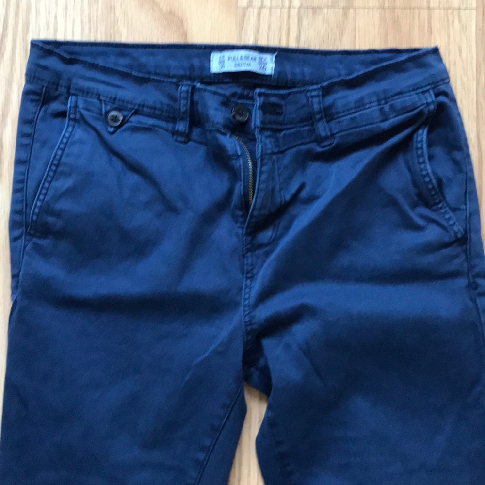Pull & Bear Navy Skinny Cotton Pants - Picture 2 of 5